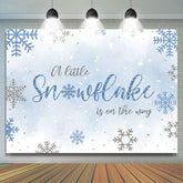 Lofaris Blue And Silver Glitter Winter Snowflake Baby Shower Backdrop